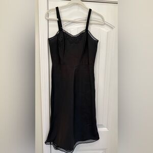 Vintage 50’s Barbizon Taffeta Black Lace Slip 12 Miss